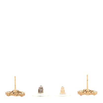 Chanel Pearl Crystal CC Heart Earrings Gold Multicolor 3 of 4