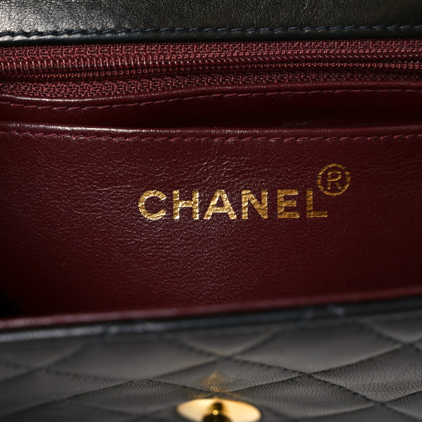 Lambskin Quilted Mini Square Flap Black