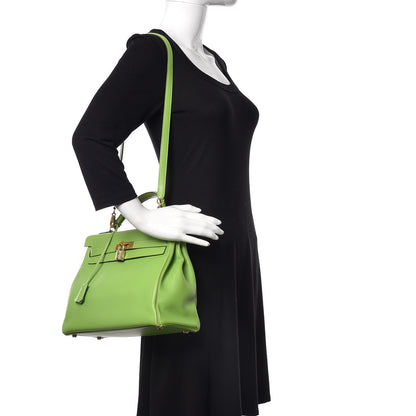Hermes Veau Gulliver Kelly Retourne 32 Vert Cru 2 of 25
