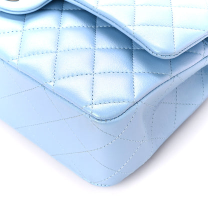 Chanel Iridescent Lambskin Quilted Medium Double Flap Light Blue 11 of 11