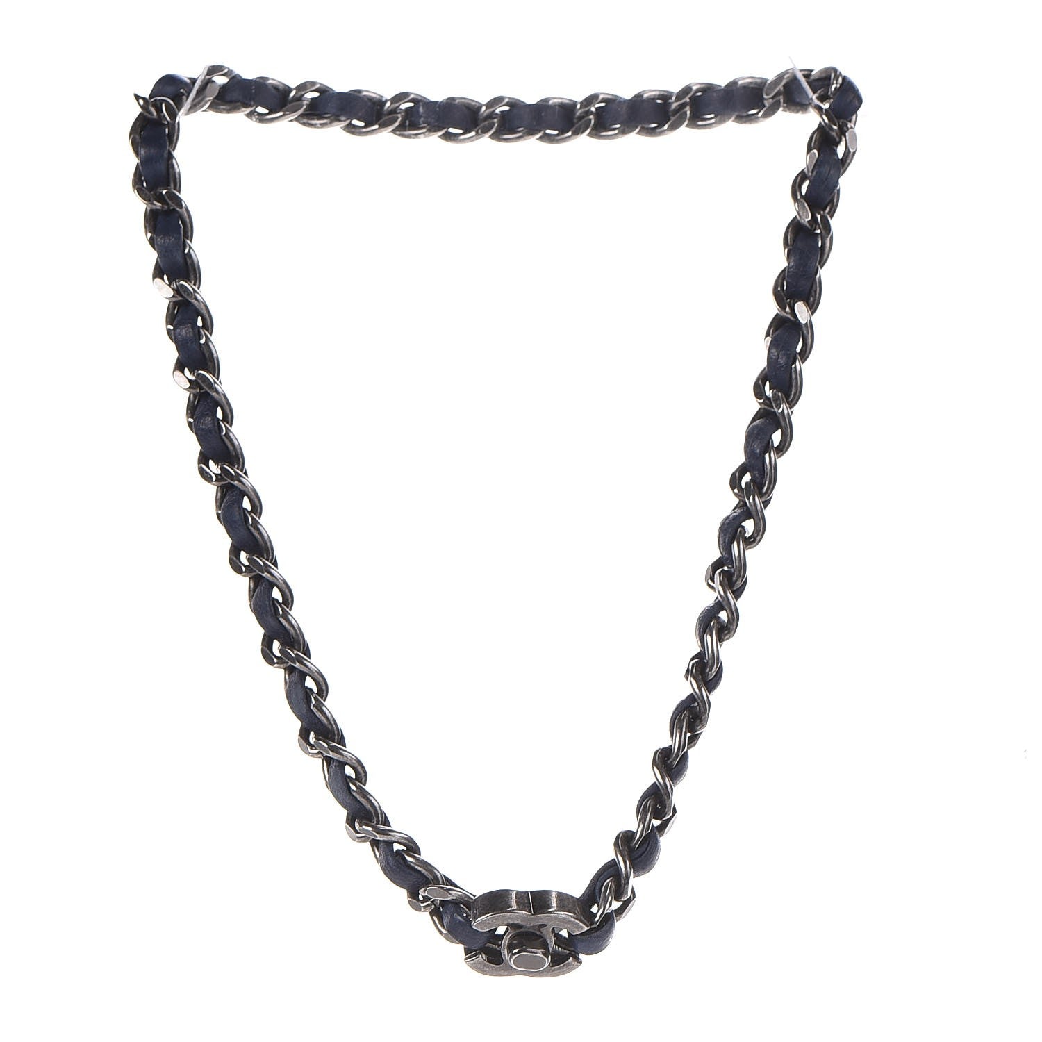 Chanel Lambskin CC Turnlock Choker Necklace Navy Blue 3 of 5