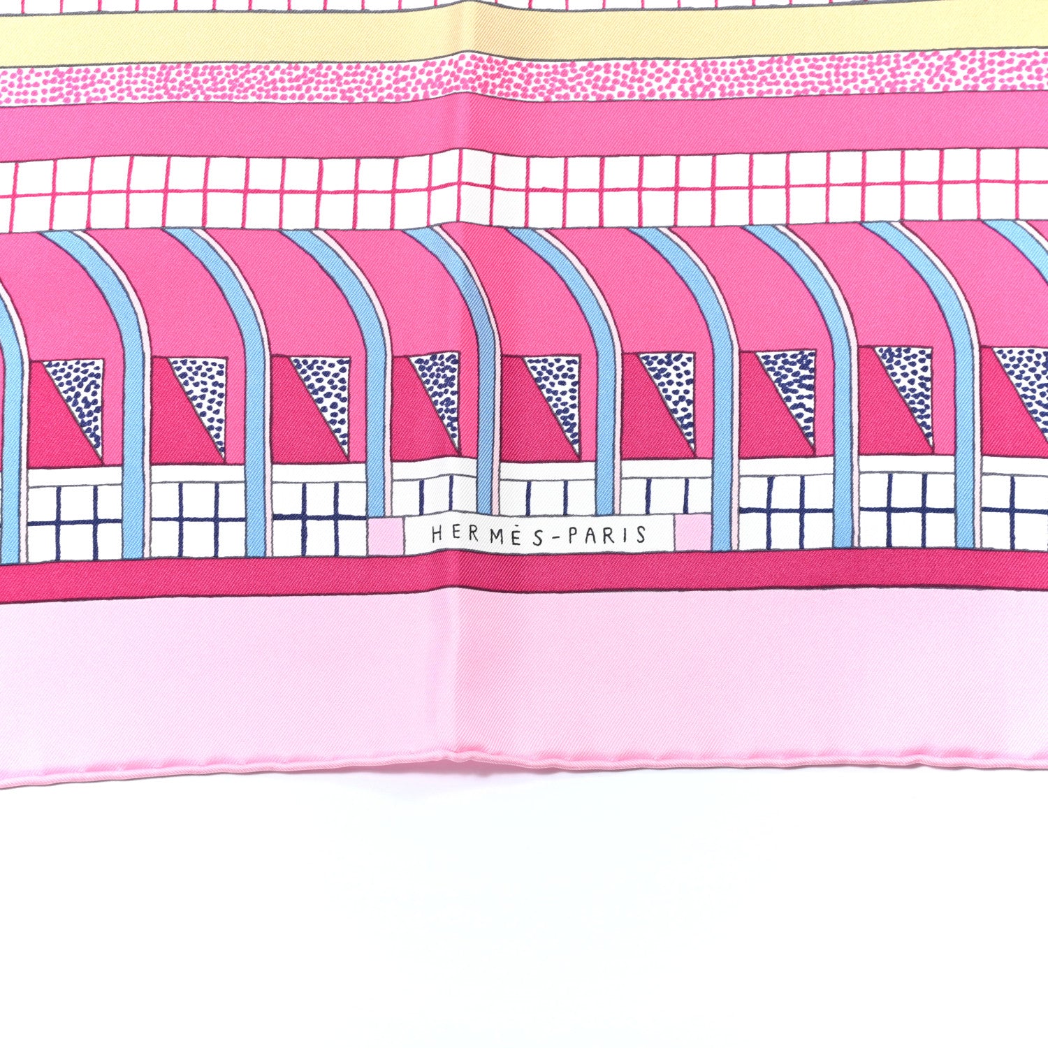Hermes Silk A Garden of Shapes Scarf 90 Rose Bleu Jean Blanc 3 of 6