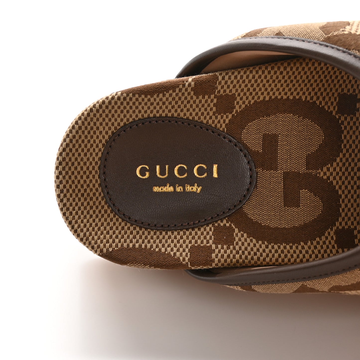 Monogram Jumbo GG Nappa Samoa Platform 40mm Slide Sandals 35 Camel Ebony New Acero