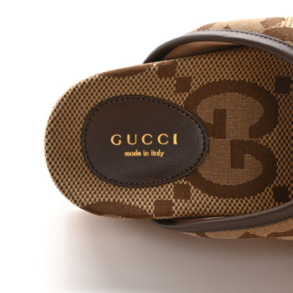Gucci Monogram Jumbo GG Nappa Samoa Platform 40mm Slide Sandals 35 Camel Ebony New Acero 8 of 11