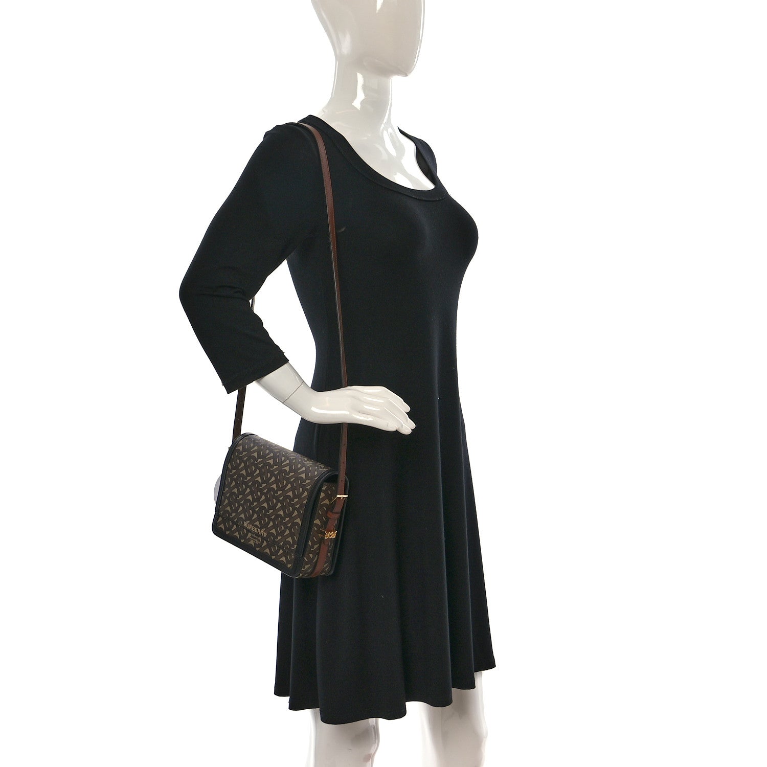 Burberry E-Canvas Monogram Small Grace Bag Bridle Brown 2 of 8
