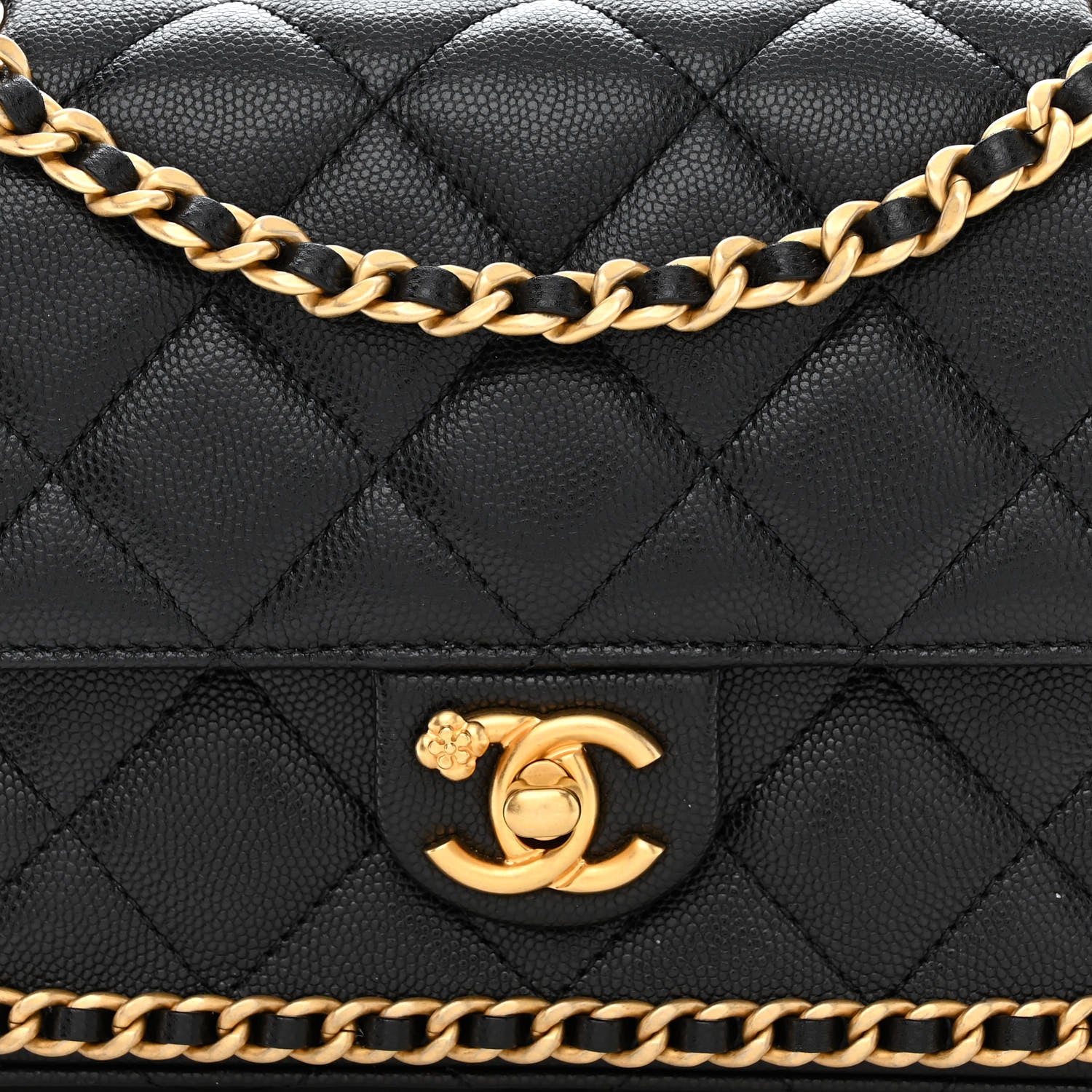 Chanel Caviar Quilted Camellia Chain Around Flap Black 8 of 11