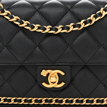 Chanel Caviar Quilted Camellia Chain Around Flap Black 8 of 11