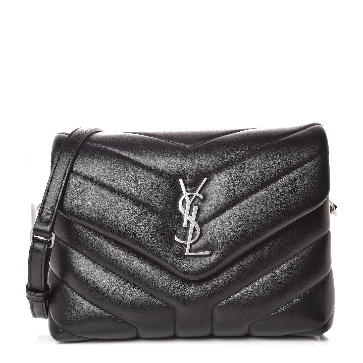 Calfskin Y Quilted Monogram Toy Loulou Crossbody Bag Black