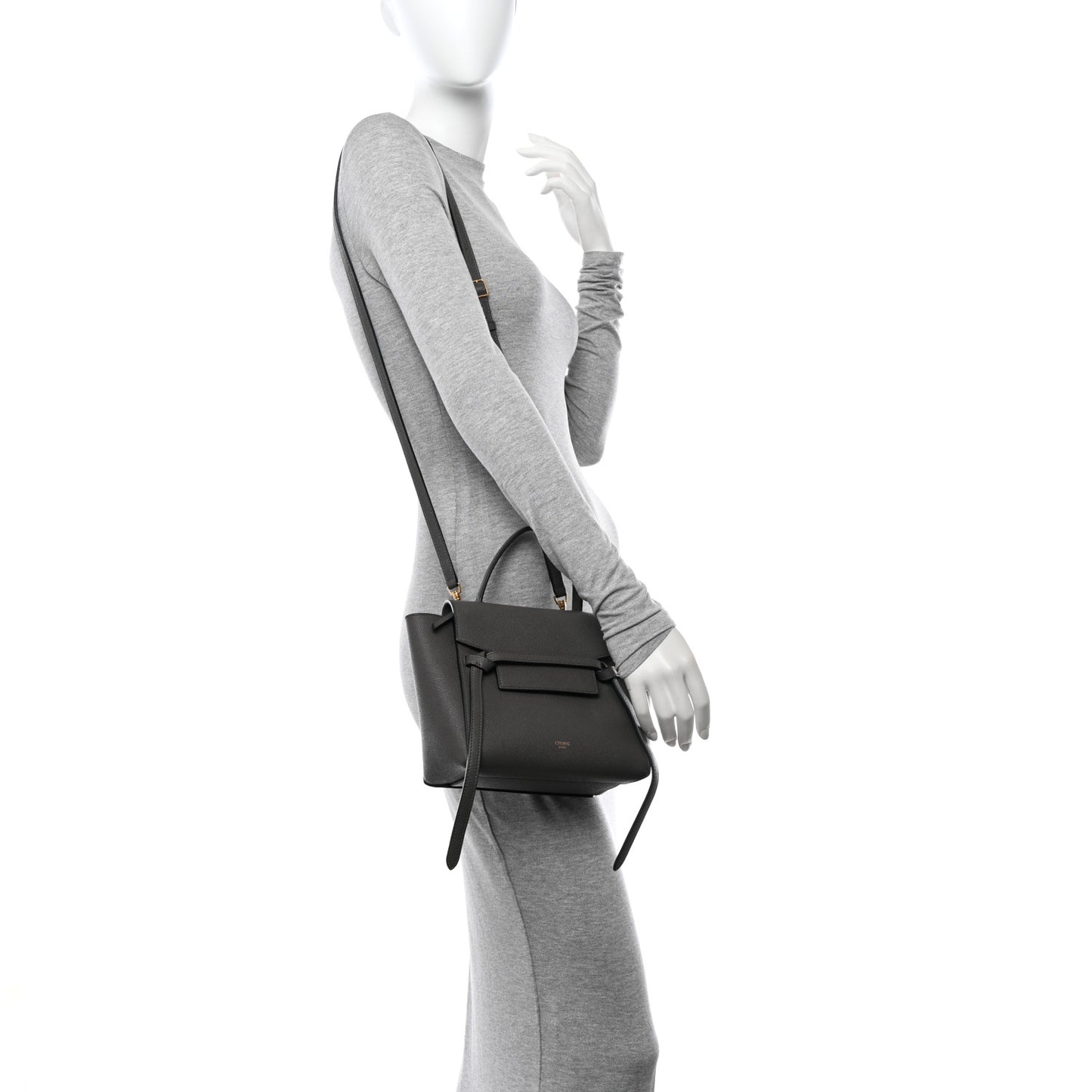 Grained Calfskin Nano Belt Bag Grey