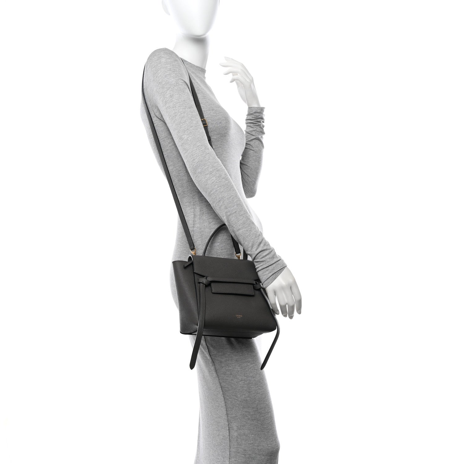 Celine Grained Calfskin Nano Belt Bag Grey 2 of 10