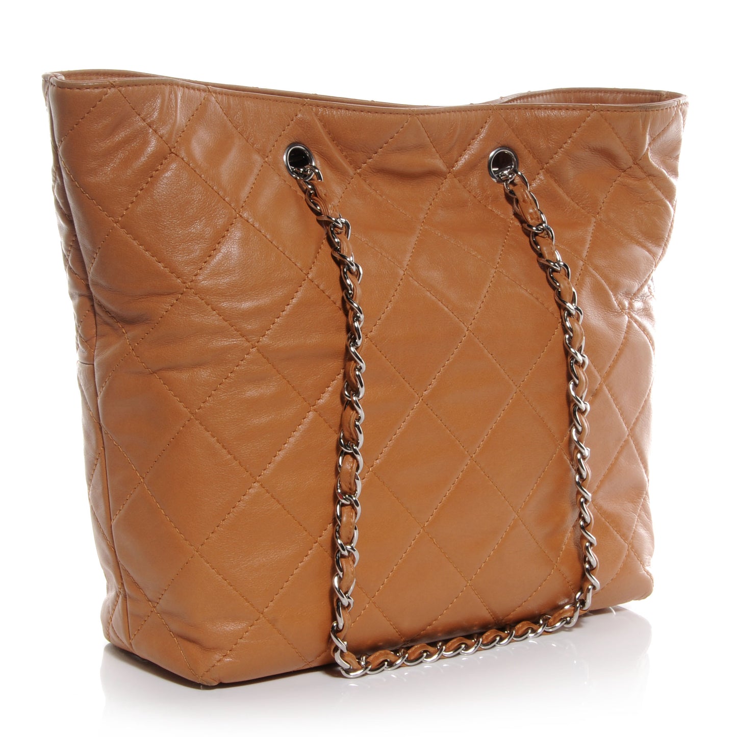 Calfskin Quilted In the Business North South Tote Light Brown
