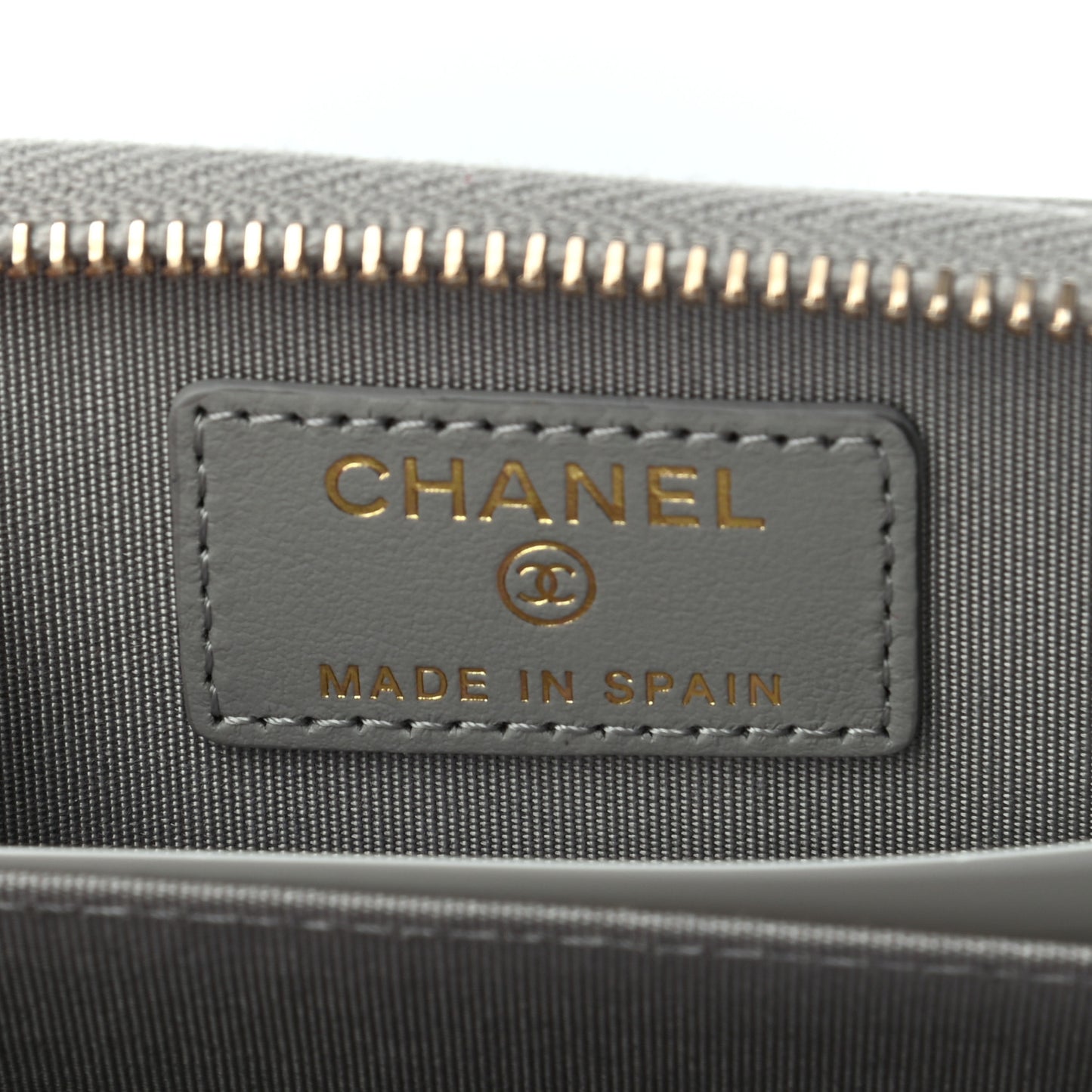 Lambskin Quilted Chanel 19 Zip Around Coin Purse Wallet Grey