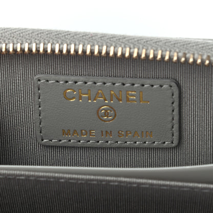 Chanel Lambskin Quilted Chanel 19 Zip Around Coin Purse Wallet Grey 6 of 7