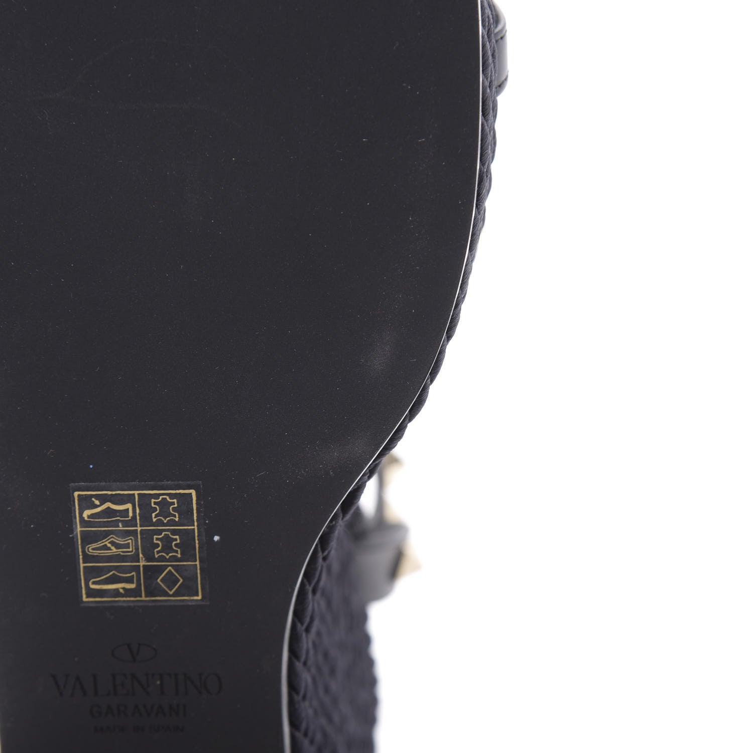 Valentino Garavani Calfskin Rockstud Ankle Strap Torchon Espadrille 25/95mm Wedge Sandals 40 Black 9 of 10