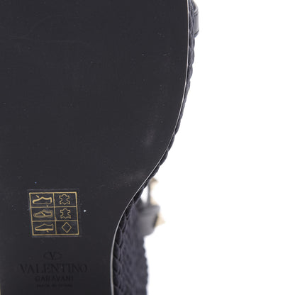 Valentino Garavani Calfskin Rockstud Ankle Strap Torchon Espadrille 25/95mm Wedge Sandals 40 Black 9 of 10