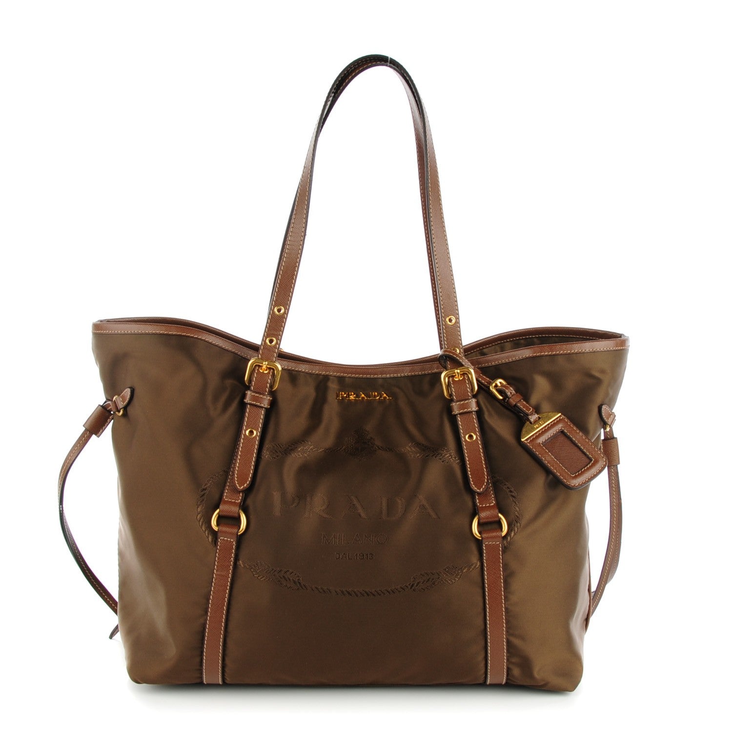 Prada Tessuto Nylon Saffiano Tote Bruciato 1 of 8