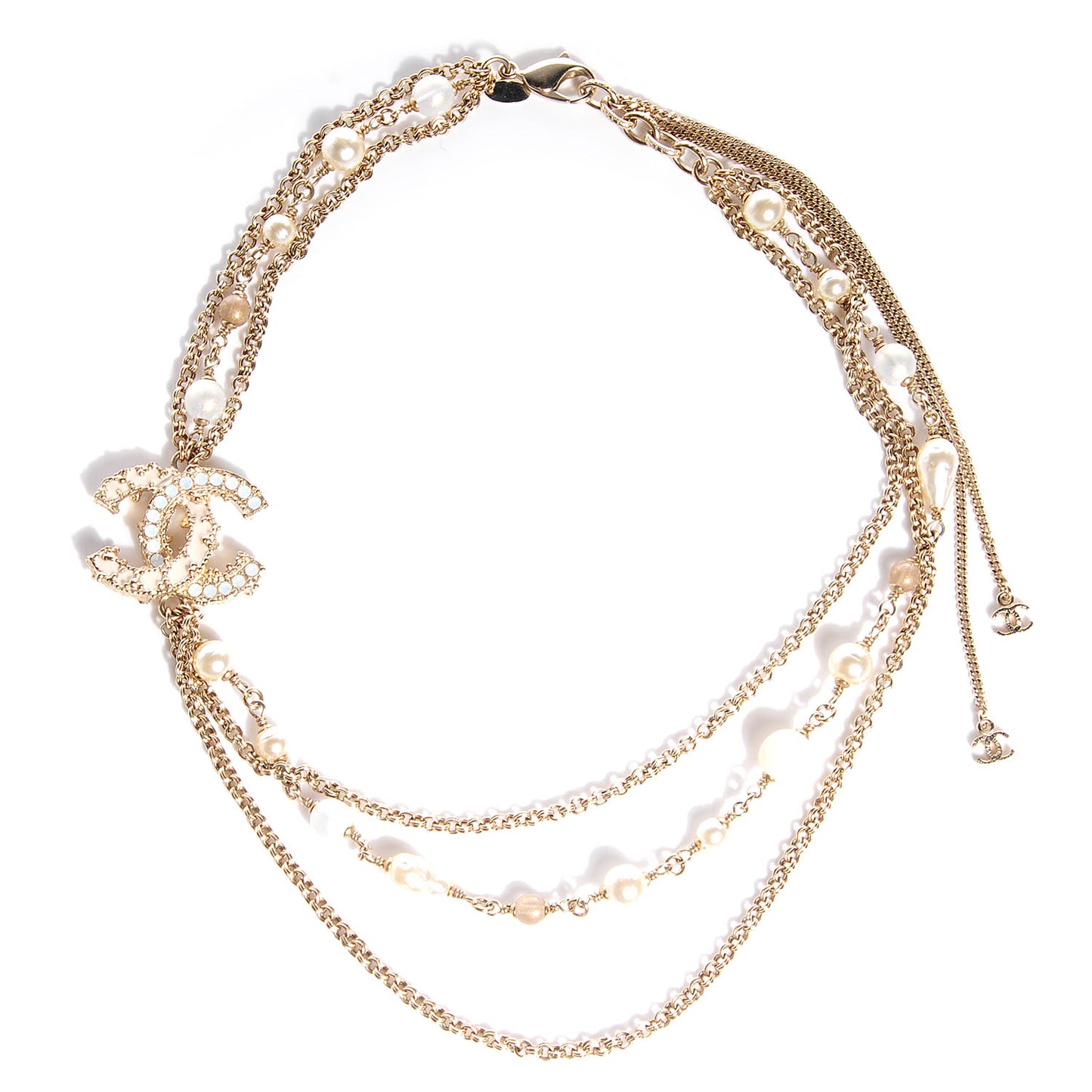 Pearl CC Short Necklace Gold