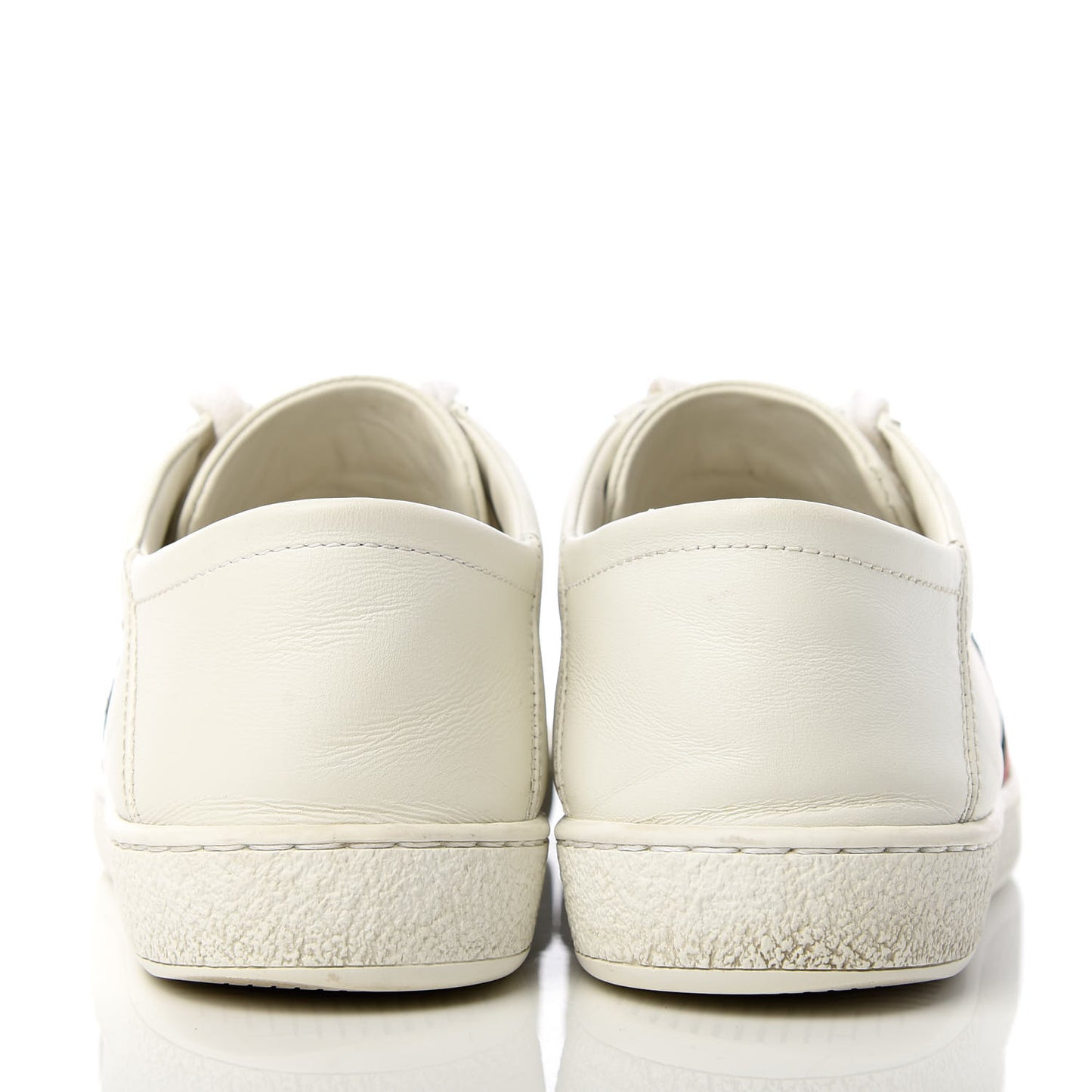 Calfskin Web Bee Embroidered Womens Ace Sneakers 37 White Green