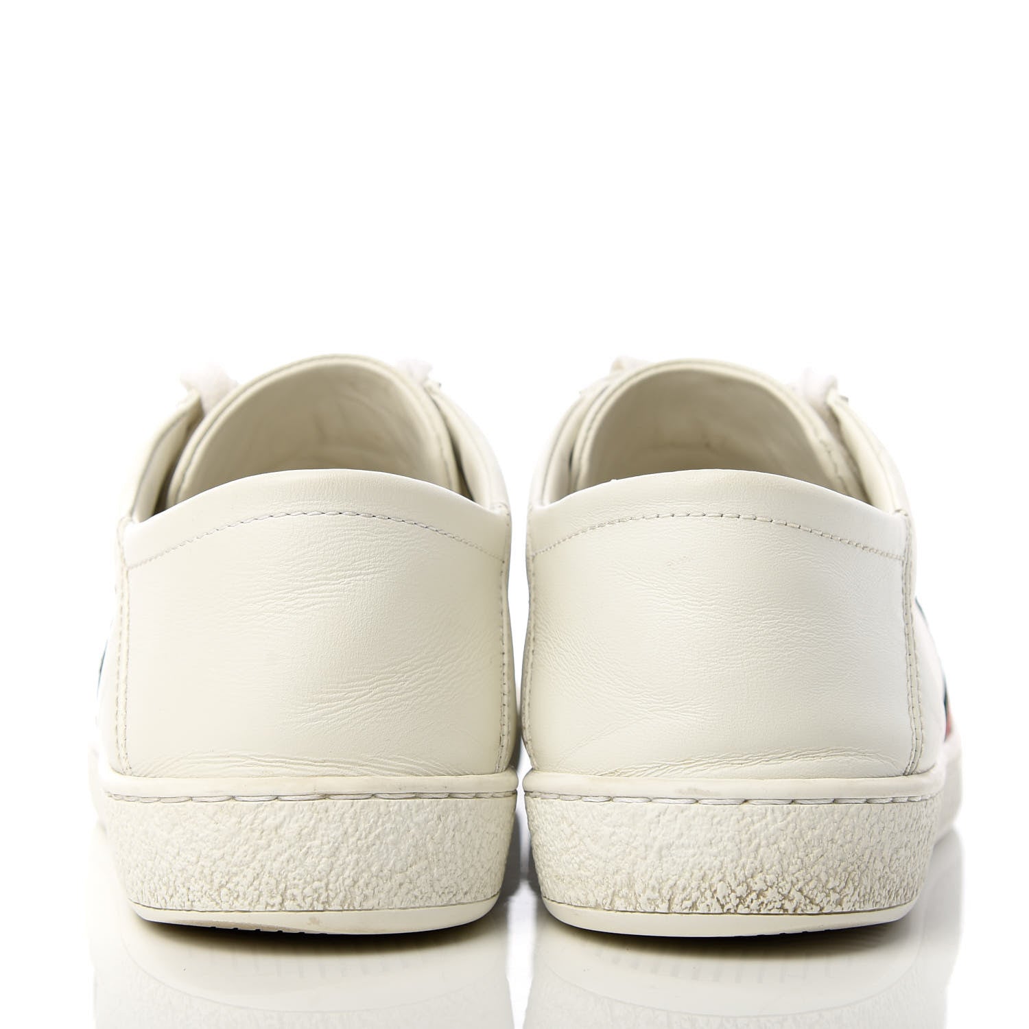 Gucci Calfskin Web Bee Embroidered Womens Ace Sneakers 37 White Green 7 of 10