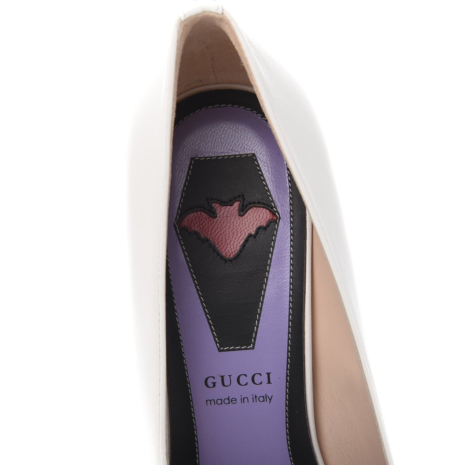 Gucci Calfskin GG Bow Sadie Spike Mid Heel Pumps 37.5 White 7 of 10