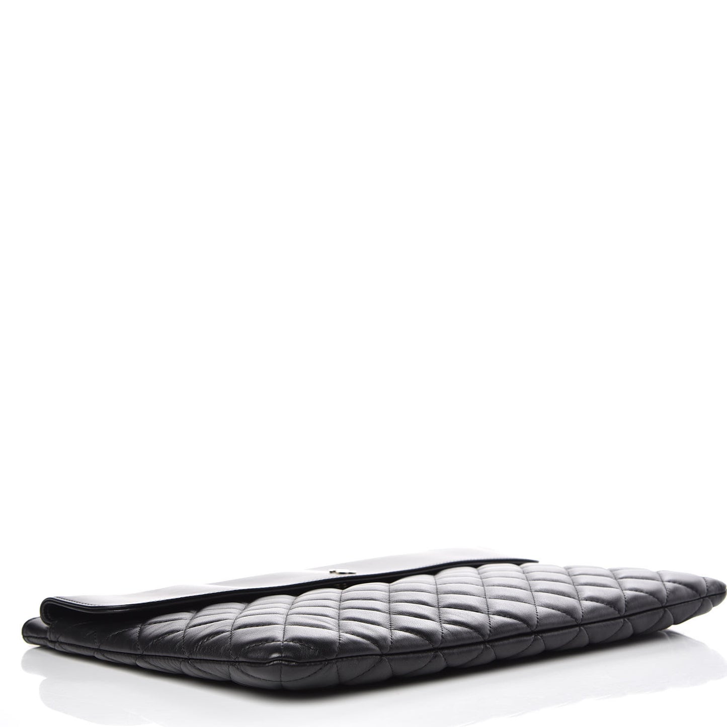 Lambskin Quilted Large Flap Cosmetic Case Black
