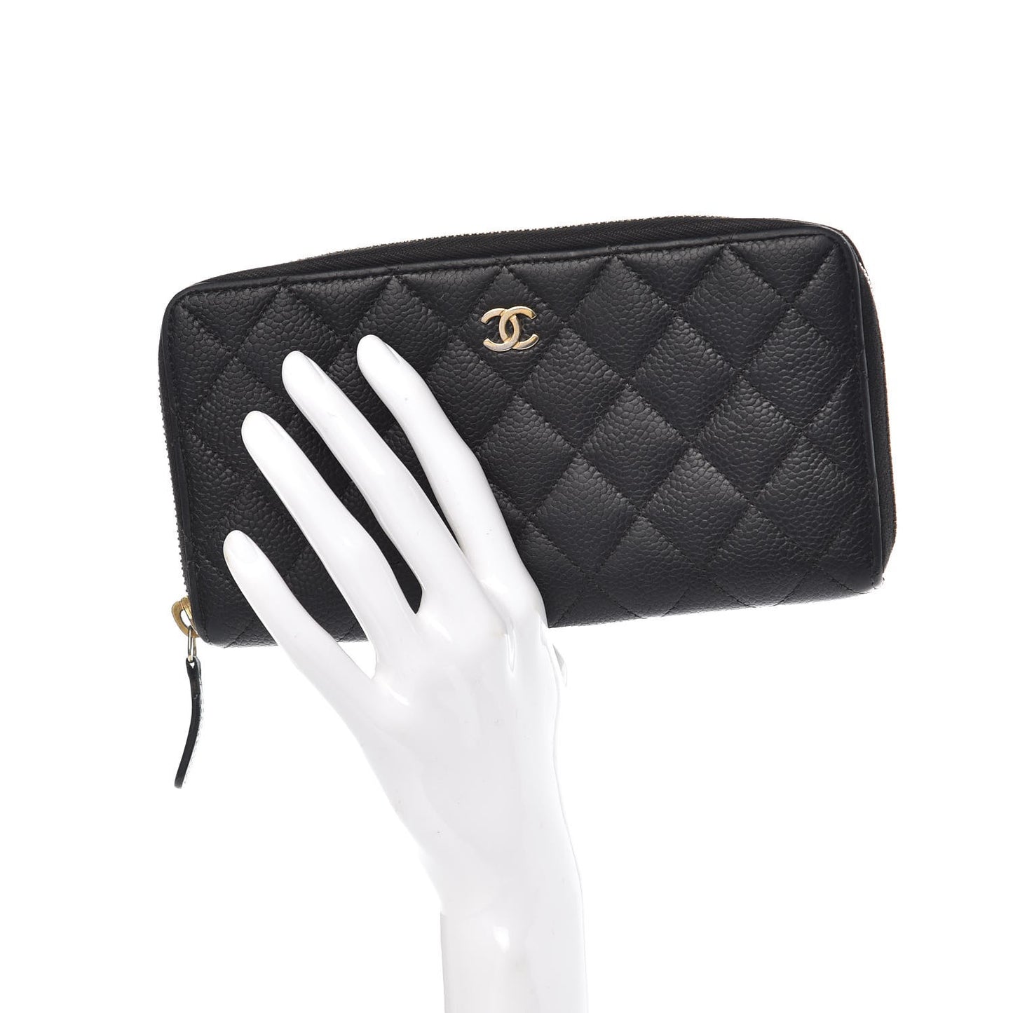 Caviar Quilted Large Gusset Zip Around Wallet Navy