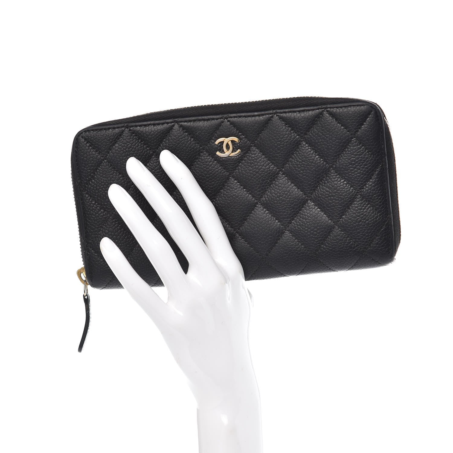 Chanel Caviar Quilted Large Gusset Zip Around Wallet Navy 2 of 14