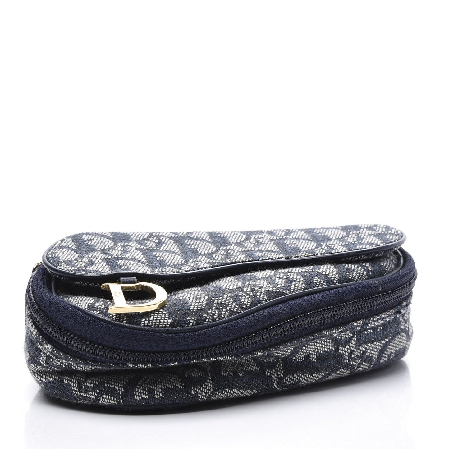 Monogram Mini Saddle Zip Pouch Navy Blue