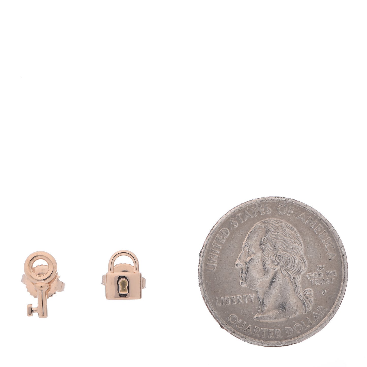 18K Rose Gold Mini Key and Lock Earrings