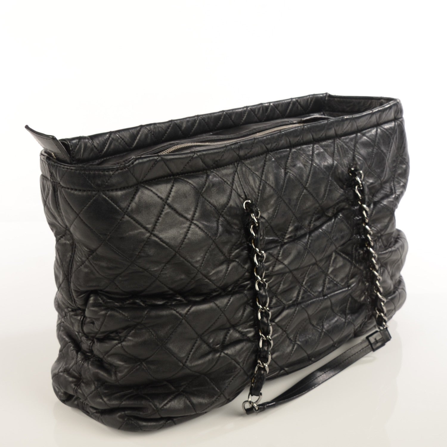 Chanel Lambskin Quilted East West Sharpei Tote Black 3 of 7
