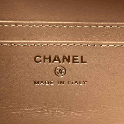 Chanel Lambskin Metal Quilted Mini Vanity Case With Chain Black Gold 6 of 9