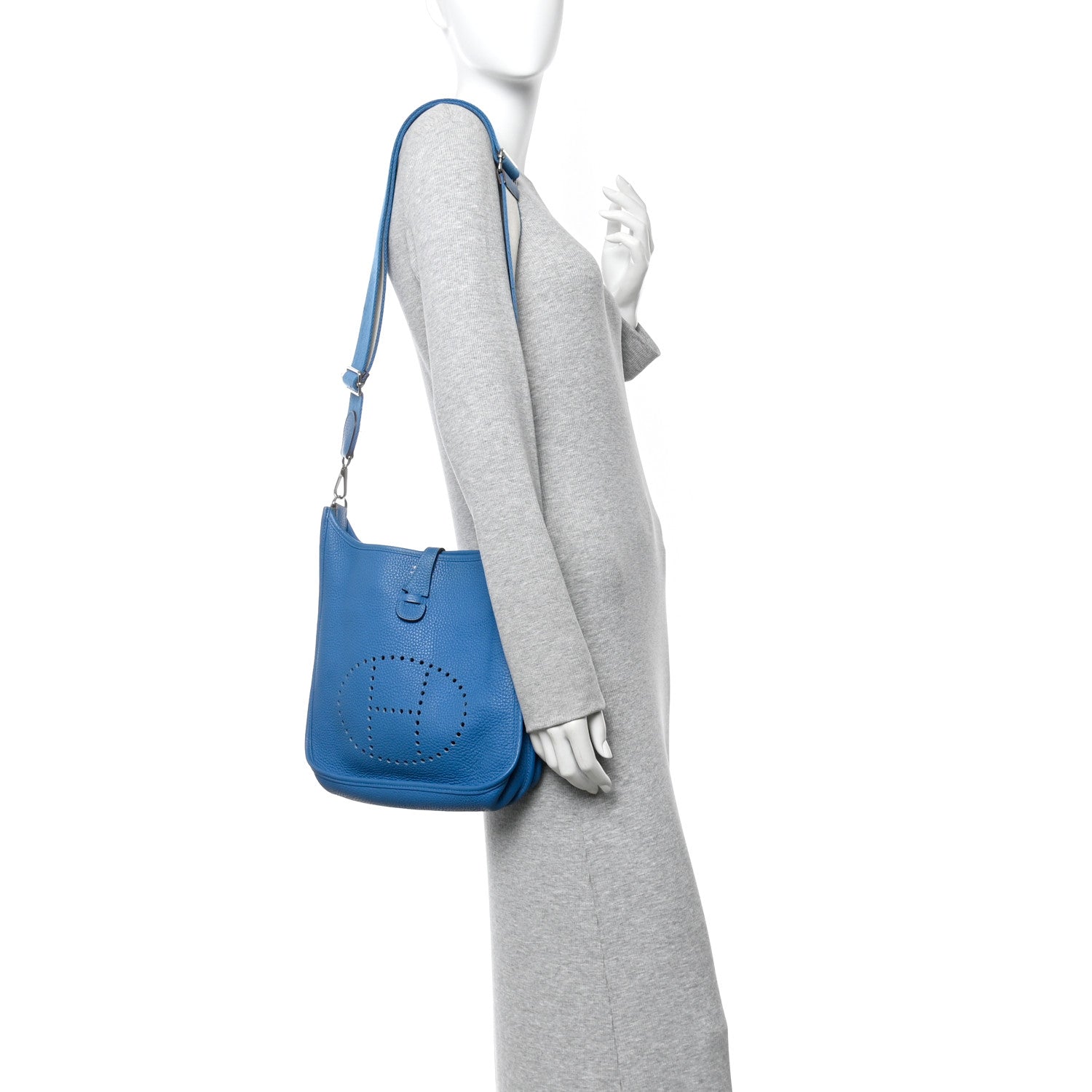 Hermes Taurillon Clemence Amazone Evelyne III PM Mykonos White 2 of 12