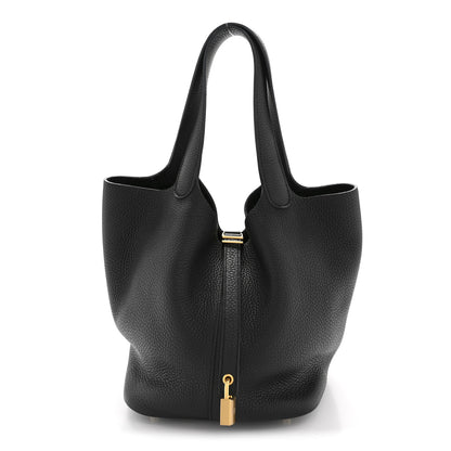 Hermes Taurillon Clemence Picotin Lock 22 MM Black 1 of 13