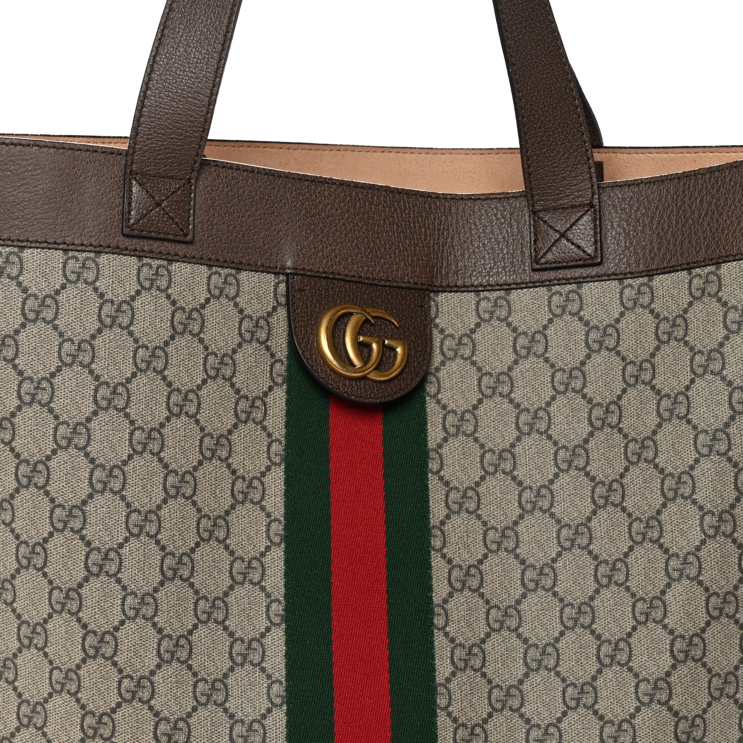 Gucci GG Supreme Monogram Web Large Ophidia Vertical Shopping Tote Brown 9 of 12
