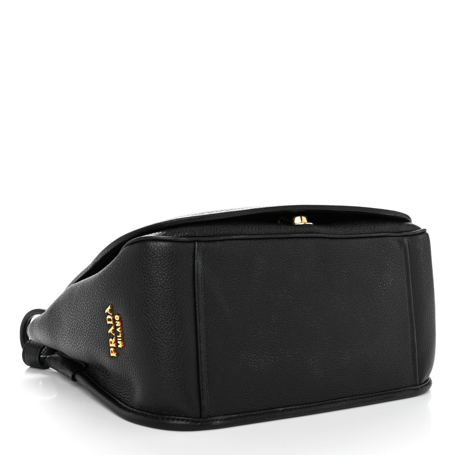 Prada Vitello Daino Embossed Logo Flap Shoulder Bag Black 4 of 8
