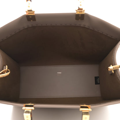 Fendi Vitello King Plexiglass Logo Embossed Medium Fendi Sunshine Shopper Tote Tortora 5 of 9