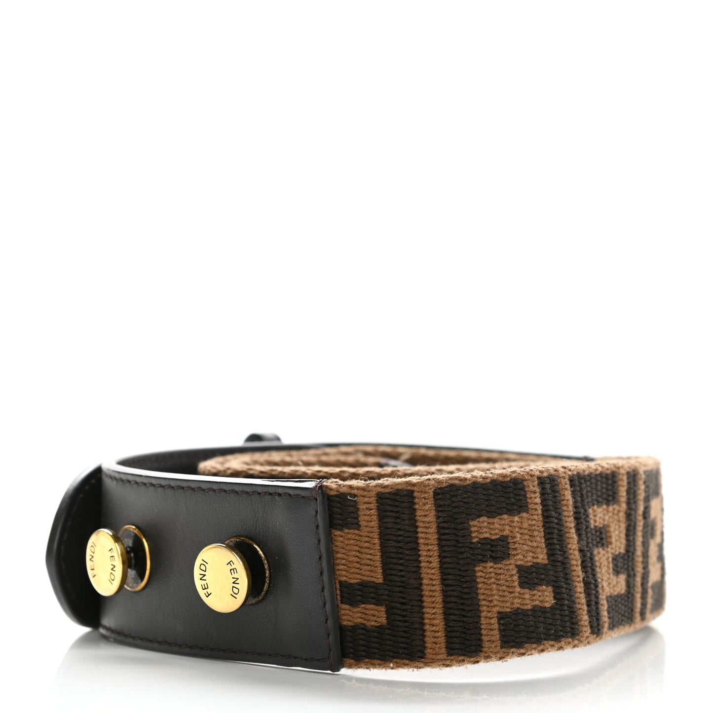 Ribbon Vitello Century FF 1974 Flat Studded Strap You Fango Marrone Ebano