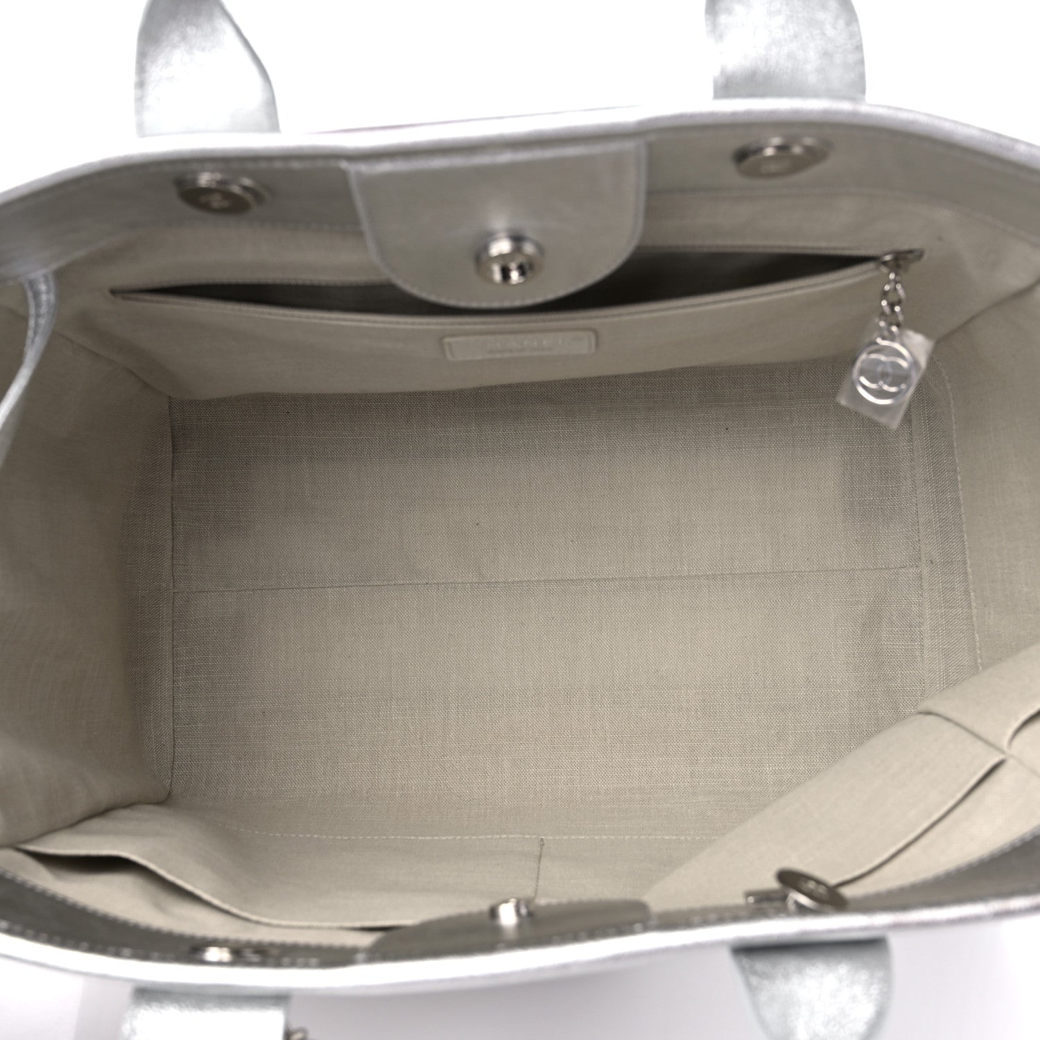 Chanel Metallic Calfskin Medium Deauville Tote Silver 7 of 12