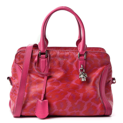 Alexander McQueen Calfskin Leopard Print Small Skull Padlock Zip Around Tote Pink 1 of 20