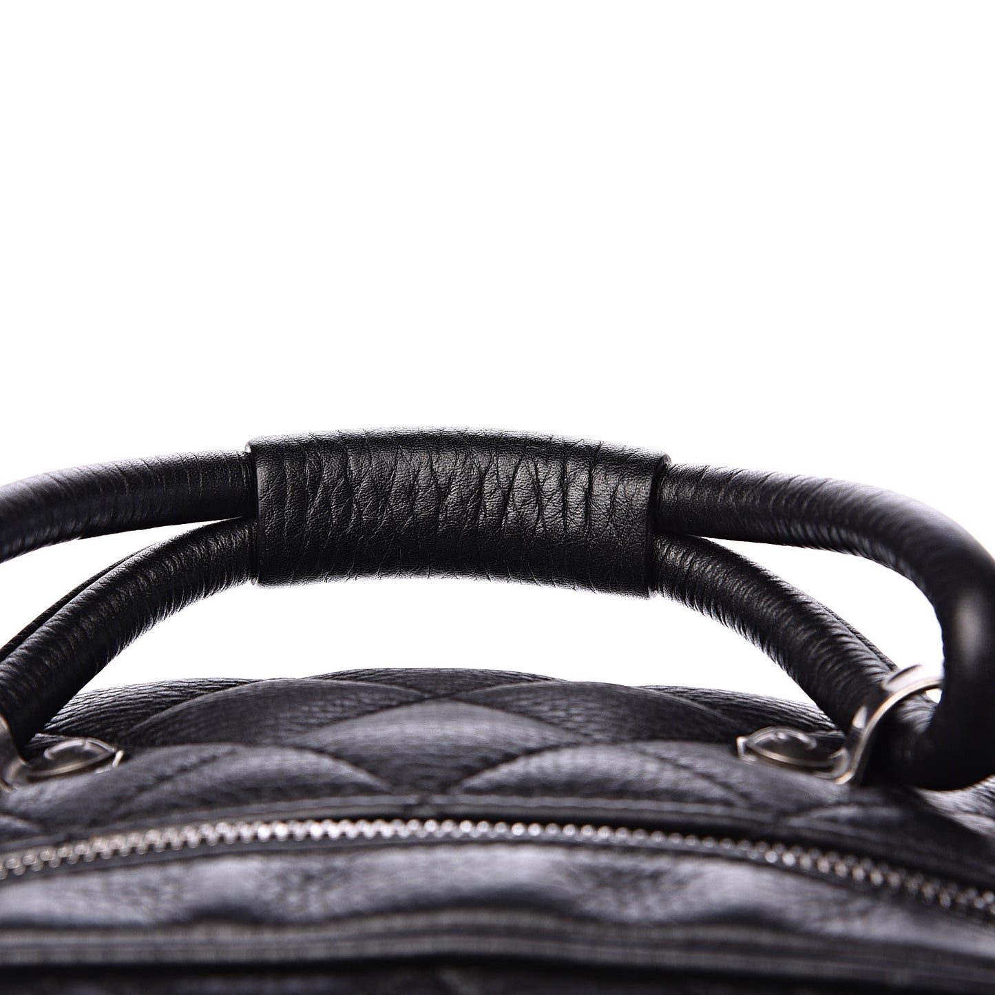 Calfskin Quilted Medium Airlines Round Trip Bowling Bag Black