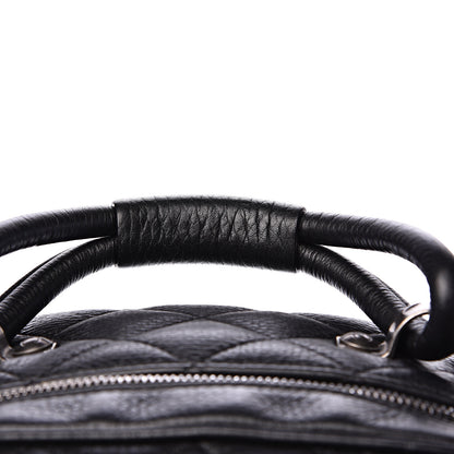 Chanel Calfskin Quilted Medium Airlines Round Trip Bowling Bag Black 10 of 11