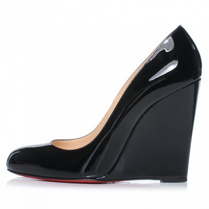 Christian Louboutin Patent Leather Zeppa Wedges 40.5 Black 1 of 7