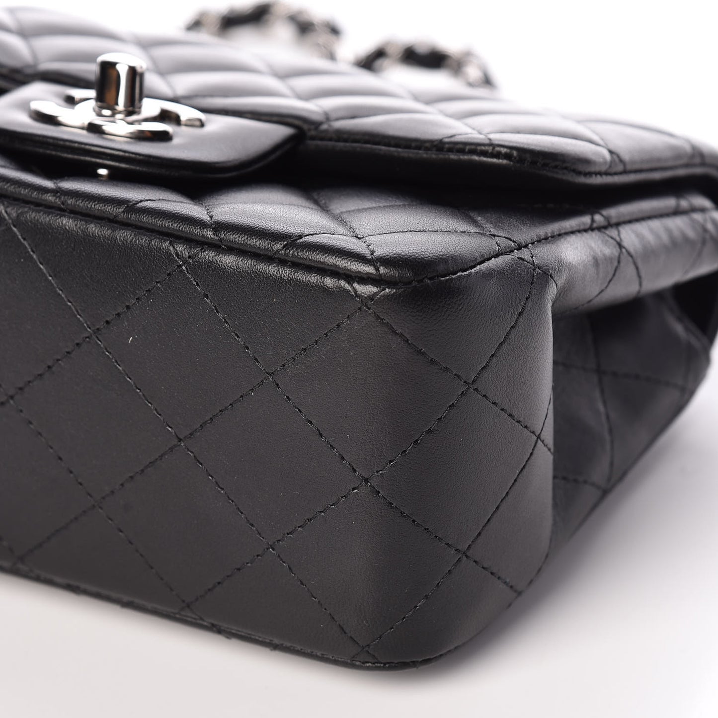 Lambskin Quilted Mini Square Flap Black