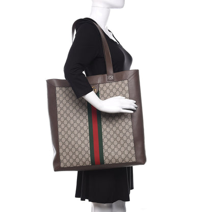 Gucci GG Supreme Monogram Web Large Ophidia Vertical Shopping Tote Brown 2 of 10