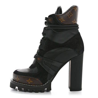 Louis Vuitton Suede Calfskin Monogram Star Trail Ankle Boots 39 Black 1 of 9