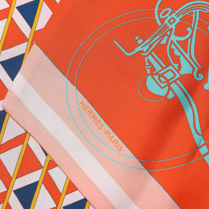 Hermes Silk Ex-Libris en Cravates Maxi Twilly Capucine Turquoise Saumon 4 of 5