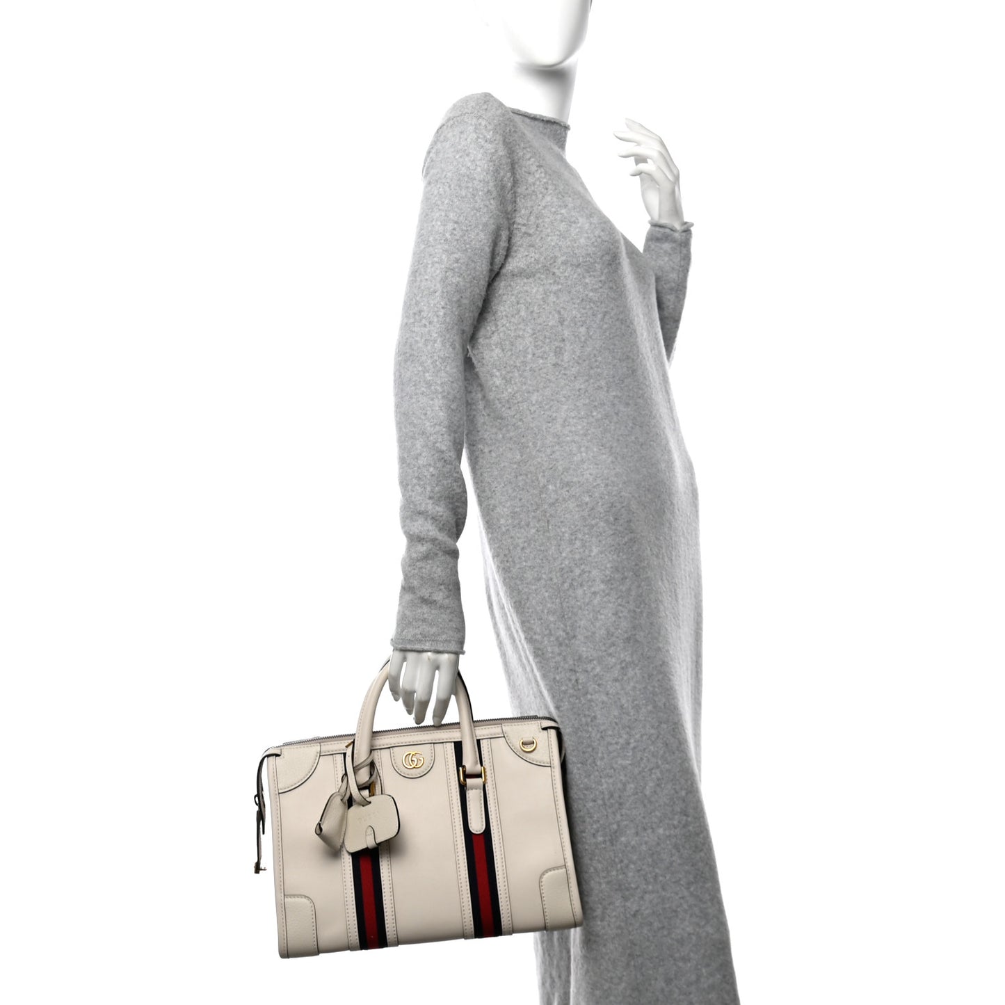 Koi Calfskin Medium Bauletto Duffle Top Handle Bag White