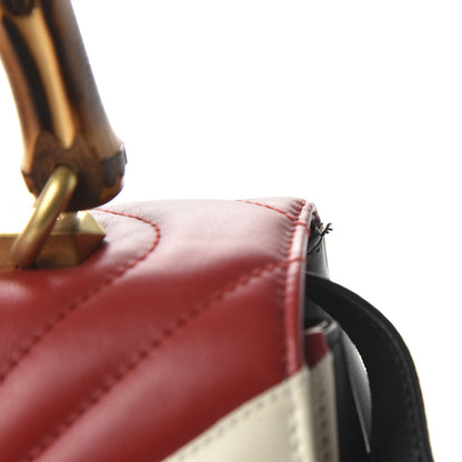 Gucci Calfskin Bamboo Trapuntata Queen Margaret Top Handle Bag Blue Agata Hibiscus Red Mystic White Sugar Pink 21 of 22