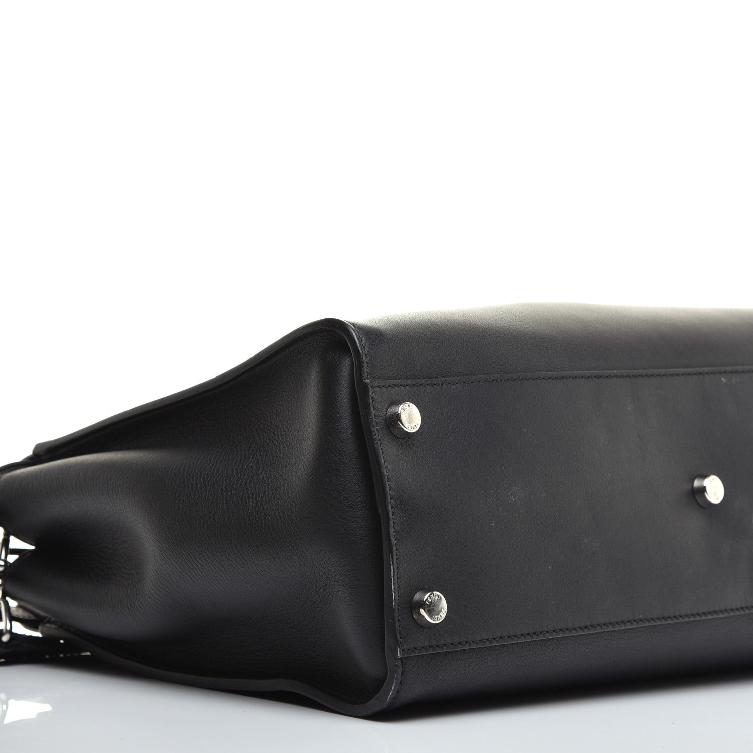 Fendi Calfskin Monster Eyes Large Mens Peekaboo Iconic Essential Satchel Black 7 of 9