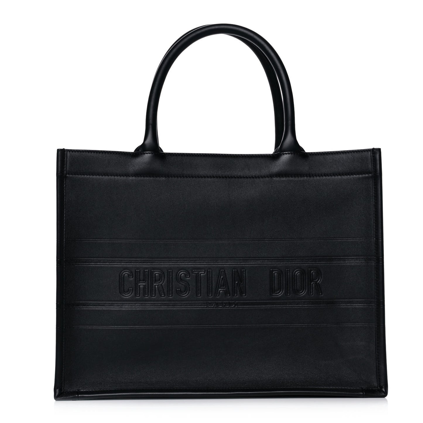 Calfskin Embossed Medium Book Tote Black